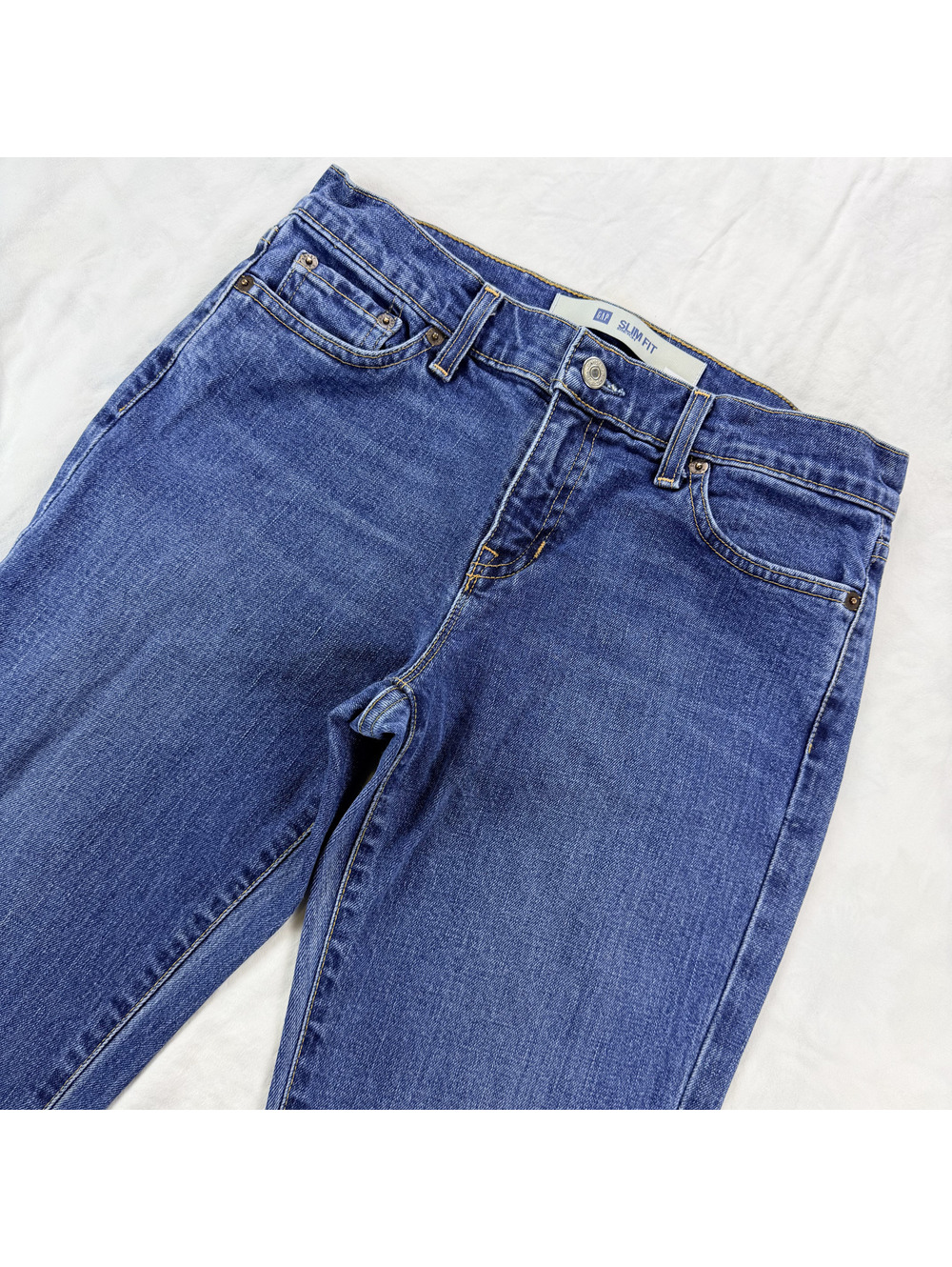 GAP Womens Slim Fit Stretch Jeans 6L Made in USA Blue Straight Leg Y2K Denim
